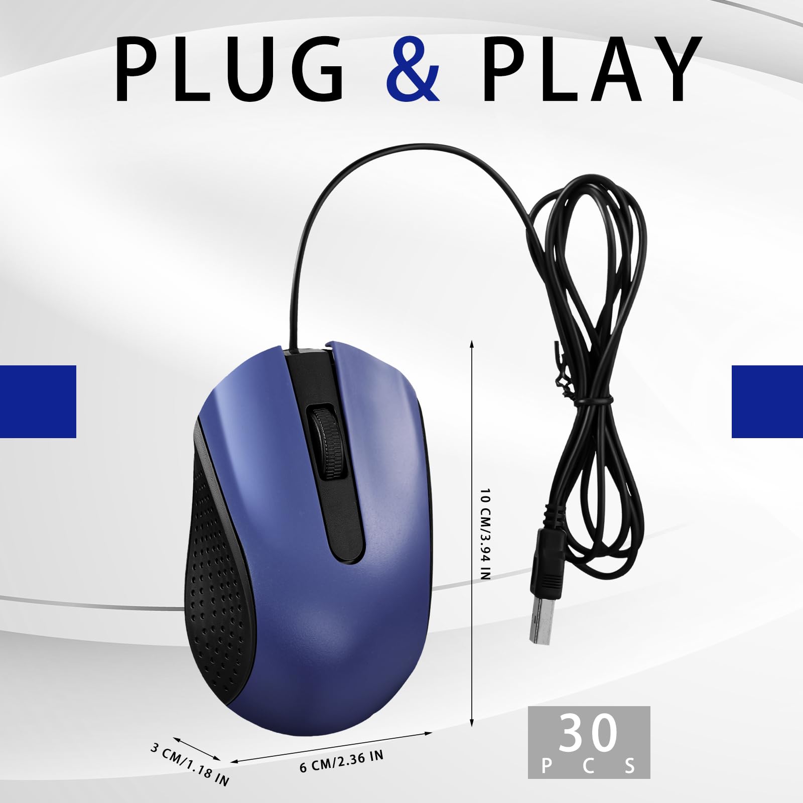 30 Pcs Usb Wired Mouse Computer 3 Button Mice Bulk Corded Usb Mouse For Pc Desktop Laptop Computer Office School Home Classroom